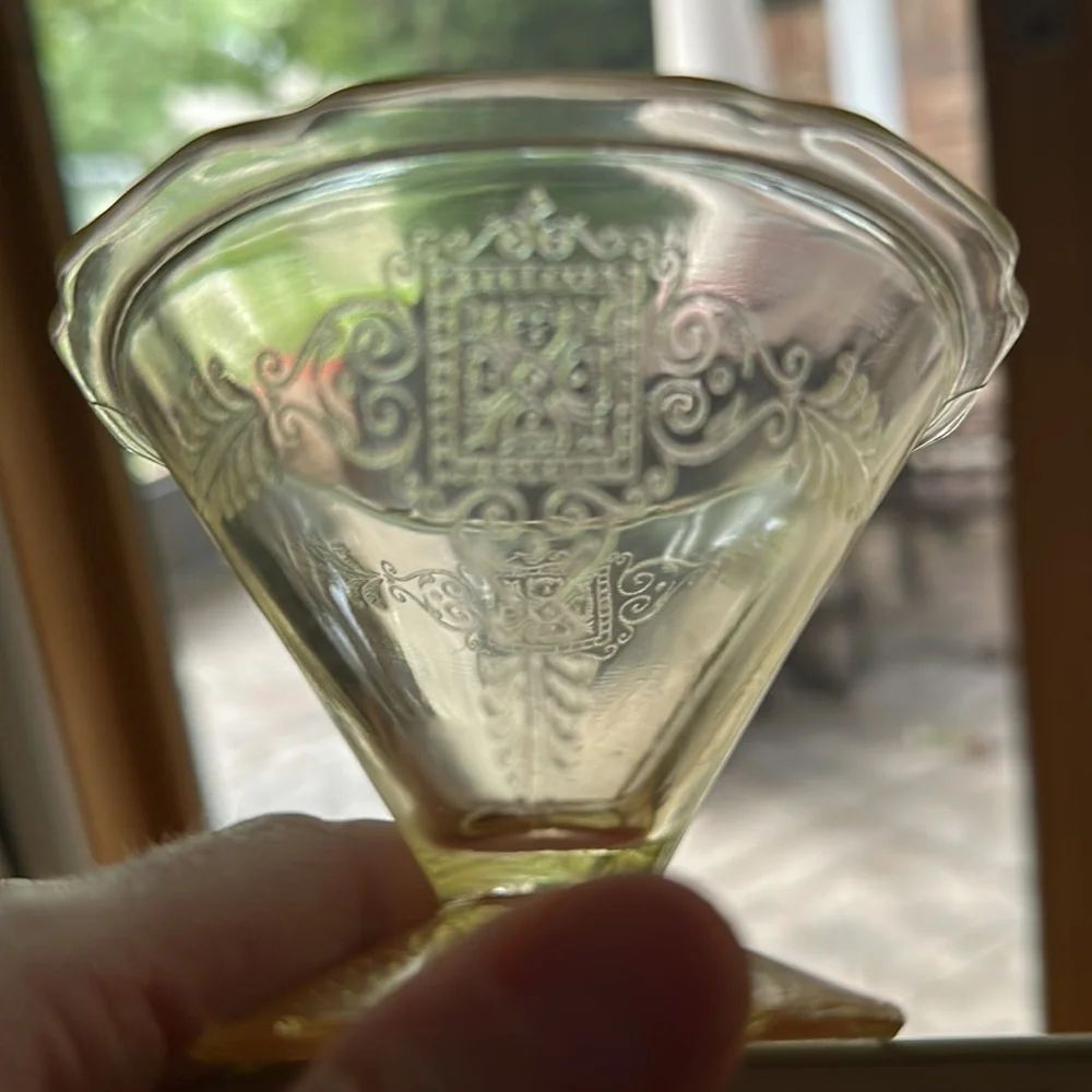 Vintage Hazel Atlas Depression Glass-Roxana Yellow Champagne/Sorbet Dish